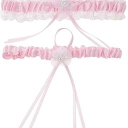 Elegant Bride's Wedding Bridal Garters with Pearls Lace Bow Satin Garter Belt(Pack of 2)-image-40