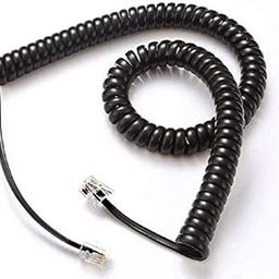 FEDUS Telephone Handset Phone Extension Cord Curly Coil Line Cable Wire Black 1 Meter Pack of 5-18