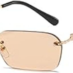By Visions India Retro Vintage Rimless Square Abstract Unisex Non-Polarized Sunglasses Uv400 Protected (164)-picture-1