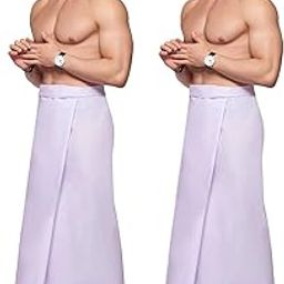 Brand Men's Cotton Plain White Stitched Lungi (Border Colour May Vary, Free Size) - 2 Pcs Pack # Ready to Wear # 2.10Mtr # Plain White Lungi #-image-17