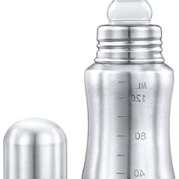 Speedex Kid's Grade 304 Stainless Steel Baby Feeding Bottle for Milk and Baby Drinks with Internal ML Marking (Silver, 150 ml, 1 Extra Nipple)-image-59