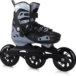 VEZLOPUS Inline Skates, 3 Wheels 100mm | 4 Sizes Adjustable Inline Speed Skates for Kids, Teens, Adults, Men, Women - Professional Outdoor Fitness Performance Inline Skates (BlackGrey M)-22