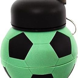 Soccer Ball Shaped Water Bottle, Green and Black, Sports Design, 15 cm-image-18