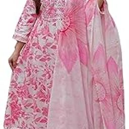 Women's Embroidered Anarkali Kurta with Pant and Dupatta Set-Ethnic Wear Pink-picture-11