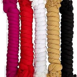 Women's Cotton Blend Solid Dupatta Combo – Pack of 5 (White, Beige, Bright Rani, Orange, Black) with Pompom Border-28