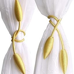HASTHIP® Curtain Tiebacks Alloy Solid Free Size Curtain Holders Tieback Decorative Unique Design Drape Tie Backs, Pack of 2, gold, blackout-image-12