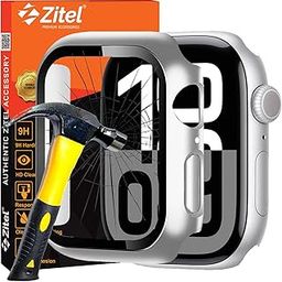 Zitel Case with Screen Protector Compatible with Apple Watch Series 10 46mm Hard PC Cover with Built-in 9H Tempered Glass (46mm, Silver)-10