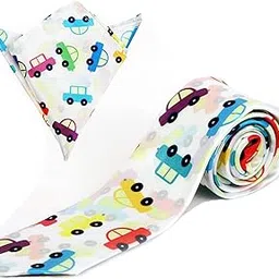 blacksmith Men's Whizzy Cars Cartoon Tie and Pocket Square Set (Multicolour)-picture-31
