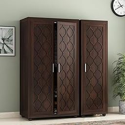 BedCult Furniture - Wooden Wardrobe for Clothes Storage - Solid Wood Multifunctional Almirah - Stylish & Functional Cupboard for Bedroom - (Nixon (Walnut Finish), 3 Door Wardrobe)-image-45