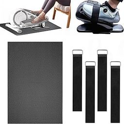 ARefugen 5Pcs Ellipse Leg Exerciser Machine Accessory - Black Non-Slip Mat and Pedal Straps Suitable for Under Desk Elliptical Peddler Foot Pedal Exerciser for Seniors Fitness Home Sports Accessories-image-48