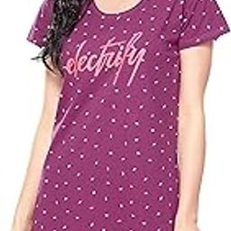 Women's Cotton Night Dress Flash Printed Knee Length Night Gown 5314-image-46