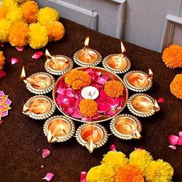 TheKnira Urli Bowl Diwali Gift Decoration Items for Home Decor - Handcrafted Decorative Diya for Floating Flowers and Tea Light Candles-image-57