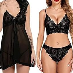 LOURYN KOULYN® Combo Offer!Pack of 2! Babydoll Bikini Set| Non-Padded Bra & Panty|Hot & Sexy for Couples Honeymoon/First Night/Anniversary for Women/Ladies/Girls.-image-66
