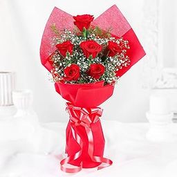 FNP Live Flower Bouquet of 6 Roses In Premium Packing For Birthday Gift, Anniversary Gift, Wedding Gift, Congratulations Gift & Gift For Special Occasions (Same Day Delivery)-image-29