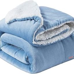 BSB HOME Polyester Micromink Summer AC Blanket Sherpa Super Soft Flannel Solid/Plain Dohar/Comforter, Sky Blue, Size 220 x 228 Cms (Approx 7.4 x 7 ft) (Double)-15