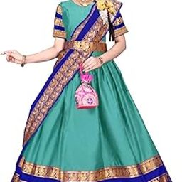 Pretty Trendy South Indian Art Silk Multicoloure Lehenga Choli With Dupatta set-image-58