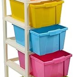 Joyful Studio 5 XL Plastic Modular Drawer System for Home, Office, Hospital, Parlour, School, Doctors, Home and Kids, Product Dimension When assembled (31cmx39cmx80.9 cm) (STUDIO 5XL)-16