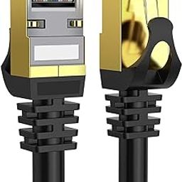 FEDUS Cat8 Ethernet Cable,3 Mtr 9.8Ft Braided Lan Cable Heavy Duty 5G Ready 40Gbps High Speed Double Shielded Internet Cable2000Mhz Network Cable Cord For Router Pc Laptop Gaming Modem Ps4 Xbox,Black-31