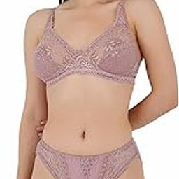 Soft Women Bra & Penty Bridal Innerwear Set, Girls Lingerie Set with Net Detailing with Fashion & Style (Rosewood, 36)-picture-35