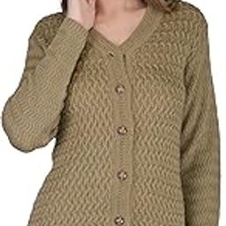 Lady Willington Women Woolen V-Neck Self Design Cardigan Heavy Rainbow Fabric Winter Wear Pure Wool Cardigans for Women Sweaters Fully Warm Cardigan Free Sizes-image-119