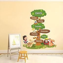 Educational Wall Stickers for Kids Room & Nursery – Fun Learning Decor for Playgroup, Preschool & Kindergarten (Day of Weeks, Small)-image-28