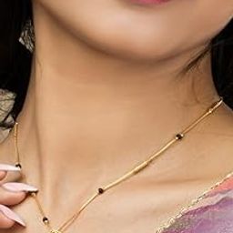 Traditional Mangalsutra Black Beads Short Chain For Women american diamond traditional short Gold mangalsutra for women(N109)-image-20