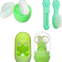 Fancy Walas Presents Newborn Baby 1 Set Baby Comb and Hair Brush 1 Piece Baby Powder Puff with 1 Pack Grooming Kit with 4 in 1 Nail Care Baby Gift Set (Green)-image-81