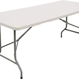 Livzing 6 Ft Plastic Folding Table with Metal Frame | 100kg Load Capacity | Foldable and Portable Dining Table | Travel Camping Table | Patio, Garden, Indoor and Outdoor Sturdy Picnic Table – White-10