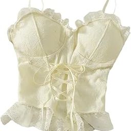 Meadawgs®Women Lace Tank Top Gothic Bra Corset Bustier Crop Top for Club Date Cosplay Beige|Clothing, Shoes & Accessories | Womens Clothing | & Sleep |1 Women Off Shoulder Corset Top-picture-16