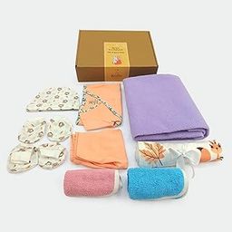 Kridlo Newborn Baby Gift Set | Eco-Friendly Baby Gift Set for Boys & Girls | Pack of 11 Premium Baby Products (0-3 Months,Swaddle, Washcloths, Cap Booties Mittens, Dry Mat & Jhabla Pant)-image-53