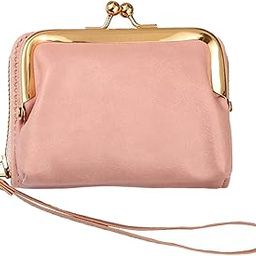 Women's Wallet Wrist Strap Short Coin Purse Coin Clip Bag Multi-Card Slot Card Holder(Pink)-image-18