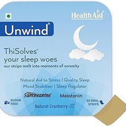 Health Aid Unwind Thisolves Mouth Dissolving Strips 30 Oral Strips| With Suntheanine To Reduce Stress & Enhance Sleep Quality| Contains Lavender & Hibiscus Extract |Non-Habit Forming Sleep Strip-25