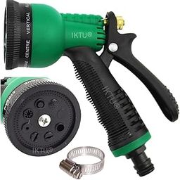 IKTU Garden Hose Nozzle, Water Spray Gun with Brass Valve Control, for Gardening, Watering Plants, Wash Car & Bike, Lawn, Shower Pets | 8 Pattern-image-12