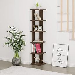 BLUEWUD Braine Engineered Wood Multipurpose Wall Decor Floating & Free Standing Shelf Display Rack Decorative Hall Décor for Living Room Home Furniture (6 Square Shelves) (Wenge)-5