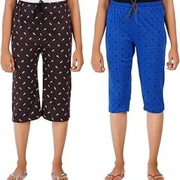 Women Stylish Fashion Cotton Printed Capris Multicolor Pack Of 2-6