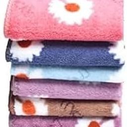 Lepax Soft Terry Towel flower print Handkerchief Women Soft Cotton Hankies Ladies hanky set of 4 design and color random||F905-image-6