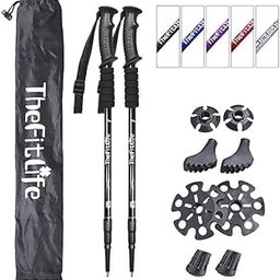 TheFitLife Nordic Walking Trekking Poles - 2 Pack with Antishock and Quick Lock System, Telescopic, Collapsible, Ultralight for Hiking, Camping, Mountaining, Backpacking, Walking, Trekking (Black)-87