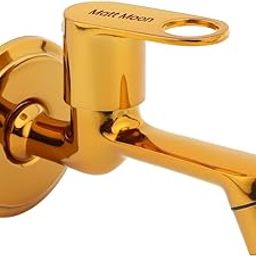 Matt Moon Brass Bib Cock Short Body, Pack of 1, Bathroom Tap, with Wall Flange, Chrome Finish, Smooth Operating Handle, Long Lasting Warranty, Durable Water Tap for Bathroom (Gold)-image-28