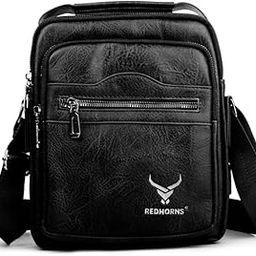 Faux Leather Cross Body Sling Bag for Office Outdoor Cycling Shoulder Bag with 3 Zipper Pocket for Men and Women (Black)-image-48
