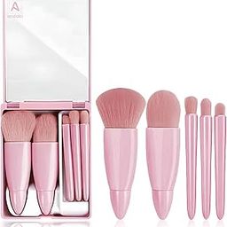 ARDAKI 5Pcs Professional Makeup Brush Set With Mirror & Storage Case, Travel Friendly Makeup Brush Kit for Eye Shadow, Lip Brush, Foundation Brush, Powder Brush, Sumdge Brush, Synthetic Bristle-picture-21