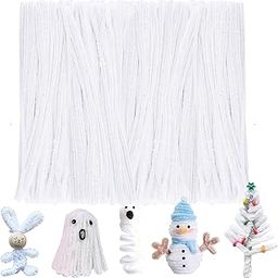 Lakeer Pipe Cleaners 100 Pcs 10 Colors Chenille Stems for DIY Crafts Decorations Creative School Projects (6 mm x 12 Inch, White Colors)-image-18
