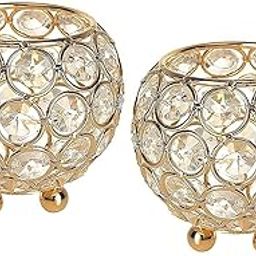 Decoartive Tea Light Crsytal Candle Holder - Pooja Diya Decoration Items Home Diwali Brass Puja Item - Diwali Gift Lantern (Pack of 2) Gold-image-13