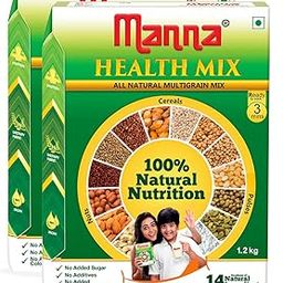 Manna Health Mix 2.4 Kg, All Natural Kids Nutrition Drink, with 14 ingredients, Zero Sugar. 100% Natural Nutrition 1.2 Kg (Pack of 2)-4
