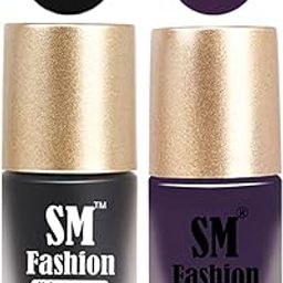 SM FASHION Nail Polishes, Black-Violet Velvet Matte Nail Paint Combo Set of 2 Pcs 7ml each-13