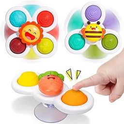 Umadiya® Baby Bath Toys Spinner Toy 3 PCS Pop it Fidget Toys Toddlers Boys Girls Waterproof Suction Cup Spinning Top Rotating Montessori Learning Toy Sticks to Smooth Surface Return Gift for Kids-15