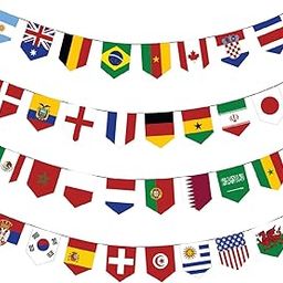 thePartyPopper Qatar 2022 Soccer World Cup 32 Participating Countries Flag Hanging Banner Garland Bunting For Football Decorations (All World Cup Flags), Multicolor-image-3