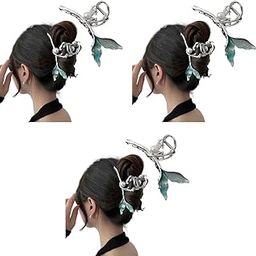PALAY® Hair Claw Clip for Women Stylish Large Mermaid Pearl Clutch Non-Slip Metal Jaw Strong Hold Bun Accessories Silver 3PCS-image-31