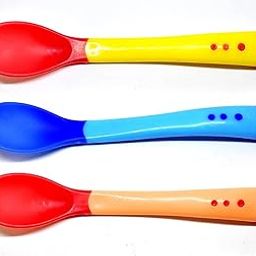 Ganpati Enterprises Silicone Tip Heat Sensitive Silicone Spoons | Temperature Sensing Spoons (Spoon Red Yellow Blue)-1