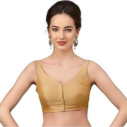 Women's Art Silk Solid Sleeveless V-Neck Readymade Saree Blouse-image-54