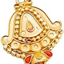Women's Golden Traditional Mangalsutra Pendant with Red Enamel Design, Ethnic Indian Jewellery for Women and Girls-image-51